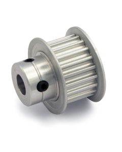 Aluminum alloy timing pulley for 9mm wide belt, Part number A 6A53M020DF0906, 3 mm (GT2) pitch,20 Teeth, 6mm Bore, 2 Flanges/With Hub.