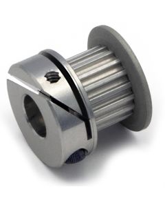 Aluminum Alloy Timing Pulley for 0.25" Wide Belt. Part number A 6D16-018DF2508, .080" (MXL) Pitch,18-Teeth, 0.25" Bore with 2 Flanges and Fairloc Hub.